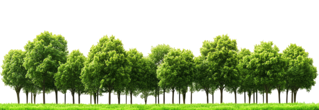 Lush green trees in a row