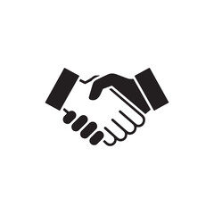 Naklejka premium Black silhouette of a handshake representing agreement and partnership on white background