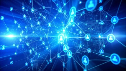 Futuristic network background with interconnected nodes representing global communication