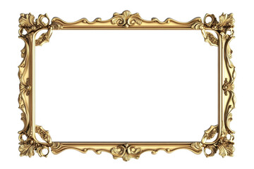 Baroque-style golden picture frame with intricate scroll work and a transparent center