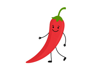 an icon of a red chili with funny character. isolated on a transparent background, png. illustration.