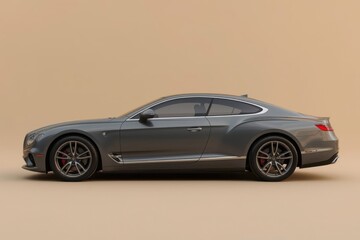 Sleek gray coupe car with a modern design, showcased against a neutral background. Perfect for automotive enthusiasts.