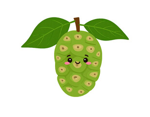 icon of noni fruit with funny character isolated on transparent background