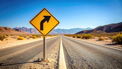 Straight road with right turn ahead sign