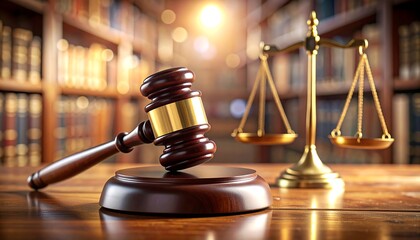 Gavel and scales in a library setting