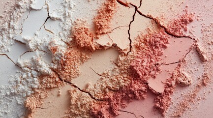 Close-up of cracked, pastel-colored powder, showing texture and color variations