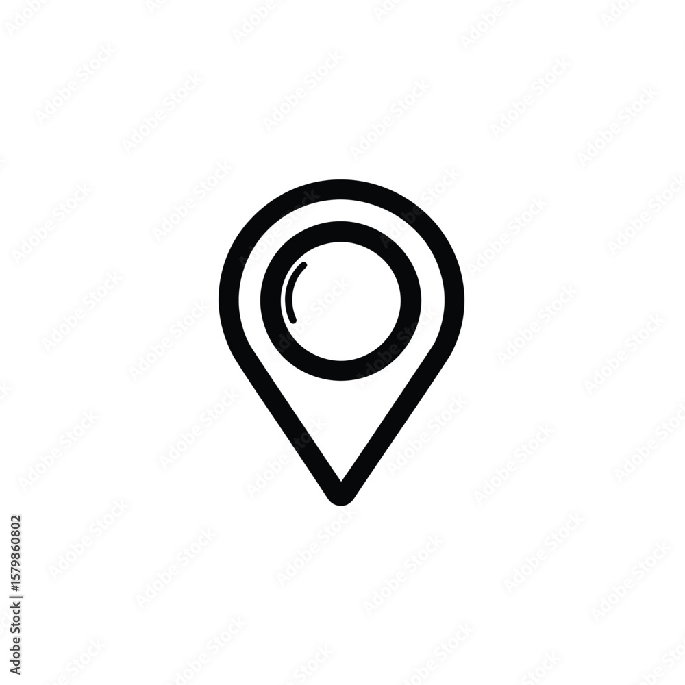 Poster location pin point symbol line icon on transparent background isolated