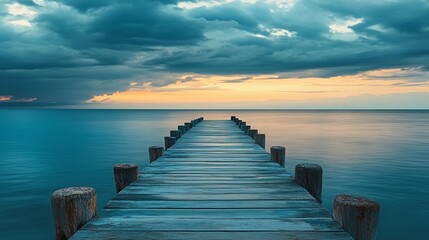 Naklejka premium Tranquil Pier at Sunset