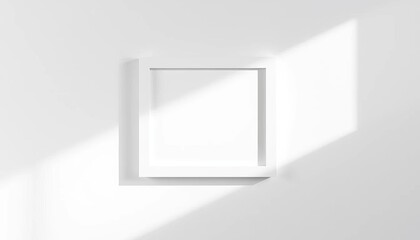 Fototapeta premium Clean minimalist white frame on a white wall, subtle shadow, space, photography