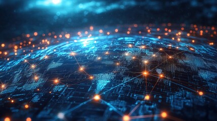 Obraz premium Global business data center with international cloud connections glowing 