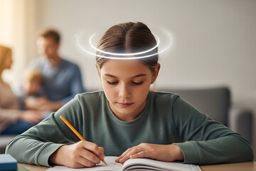 ADHD 치료 후 집중하는 아이
