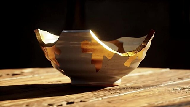Stop-Motion Repair of Broken Ceramic Bowl - Kintsugi