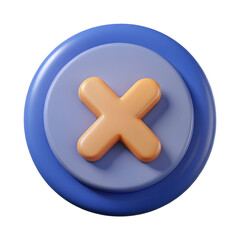 Obraz premium 3D Rendered Cross Button Purple Circle isolated on transparent background