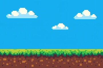 귀엽고 밝은 픽셀 게임 플랫폼 세트 번들, 분리된 배경. 생동감 넘치는 어린이 맵 디자인