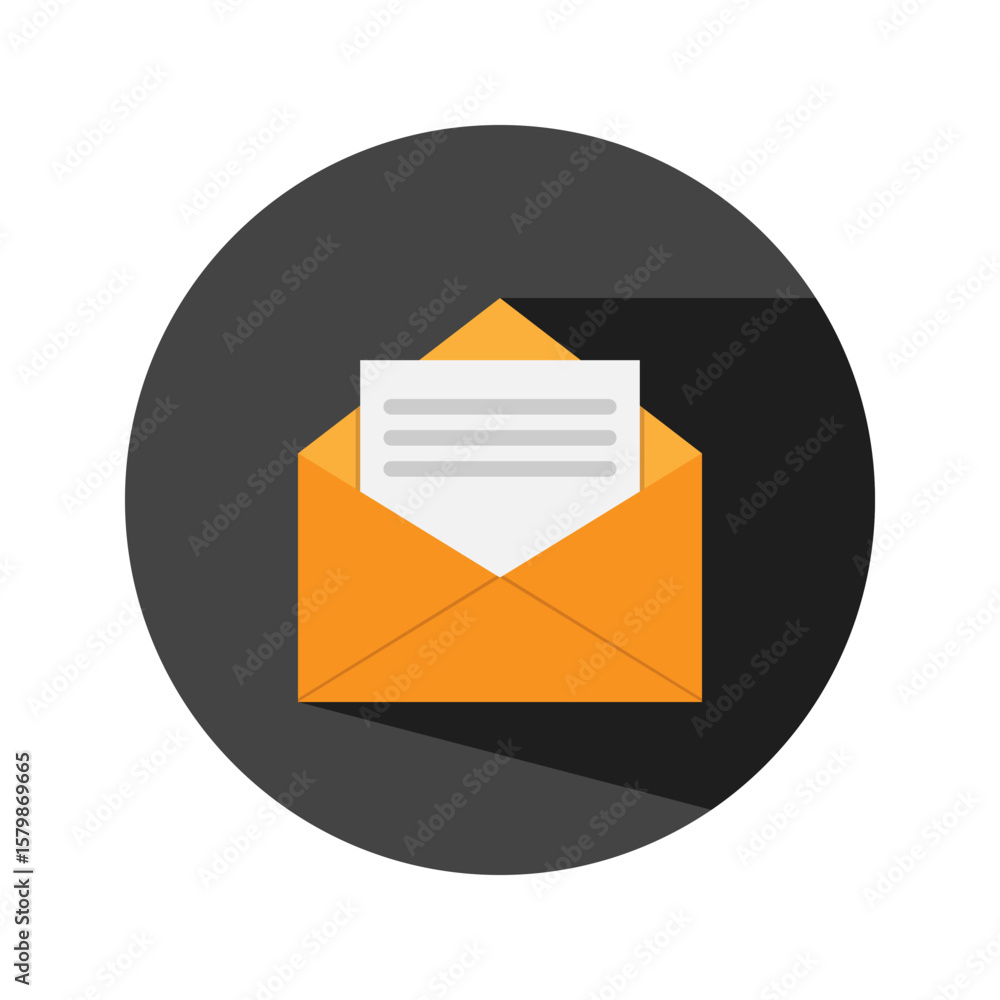 Poster envelope flat background icon. editable stroke. can be used for website ui and mobile applications.