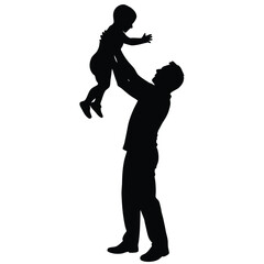 Obraz premium Silhouette of Father Lifting Child High in the Air Together in Joy