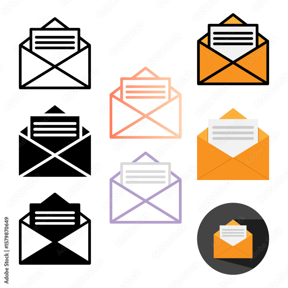 Poster set envelope icon. editable stroke. can be used for website ui and mobile applications.