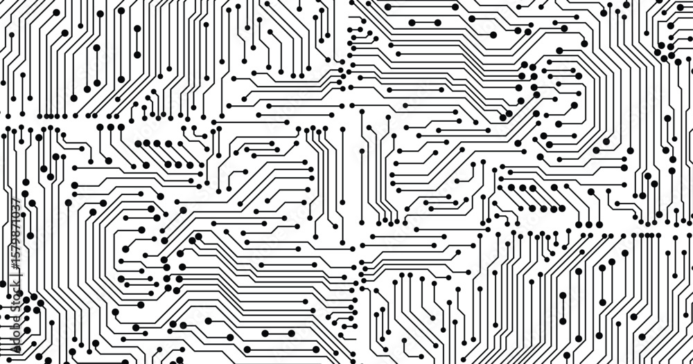 Poster black circuit diagram on white background. high-tech circuit board connection system.vector abstract