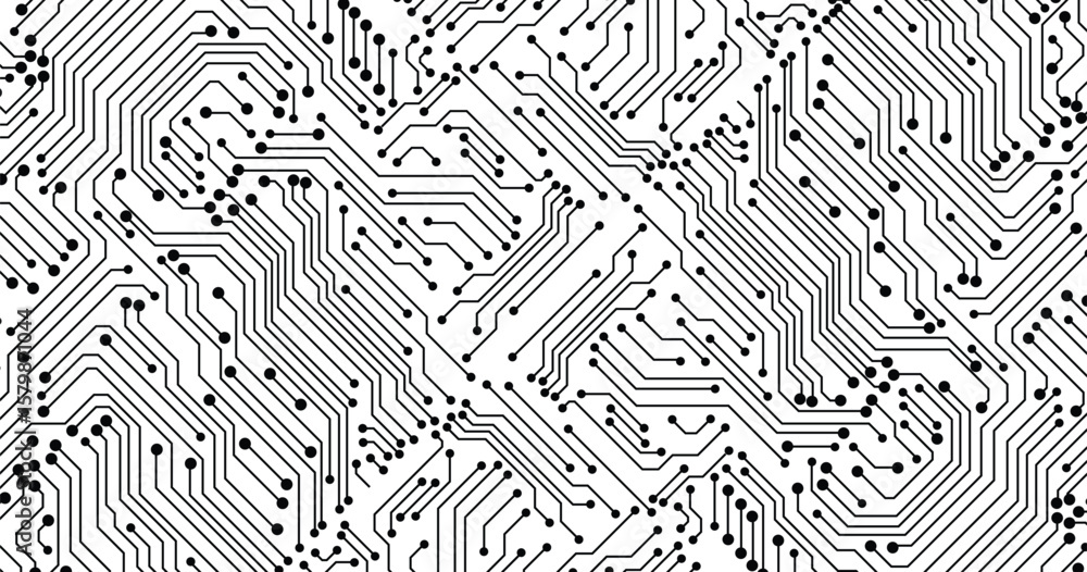 Poster black circuit diagram on white background. high-tech circuit board connection system.vector abstract
