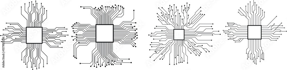 Poster circuit board or electronic motherboard. lines and dots connect. vector technology data. electrical 