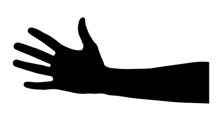 Obraz premium Vector art of silhouette of an open hand with fingers spread isolated on transparent background