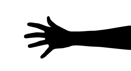 Obraz premium Vector art of silhouette of an open hand with fingers spread isolated on transparent background
