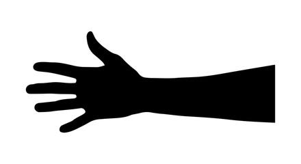 Obraz premium Vector art of silhouette of an open hand with fingers spread isolated on transparent background