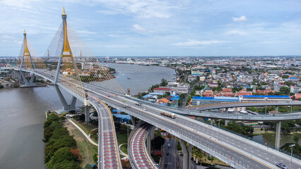 Samut Prakan-Lat Pho Park (Bangkok) , Bhumibol Bridge
