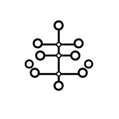 Network Diagram Illustration with Circles Connected by Lines, Isolated on White Background