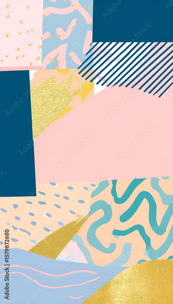 Aufkleber abstract color block design with gold