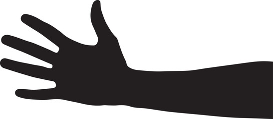 Fototapeta premium Vector art of silhouette of an open hand with fingers spread isolated on transparent background