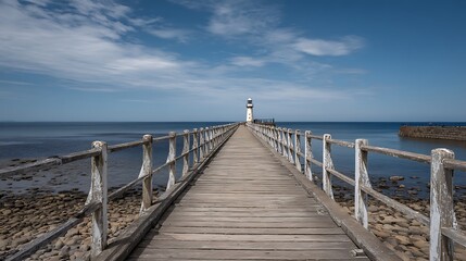 Obraz premium Lighthouse Pier Ocean View