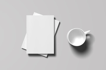 books in various orientations, providing a versatile set for educational, publishing, and design needs. Isolated on a white White empty coffee mug template, isolated on white background
