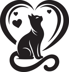 Love Cat Silhouette Black Vector High Quality Vector Image. The white background
