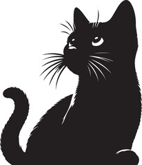 Love Cat Silhouette Black Vector High Quality Vector Image. The white background