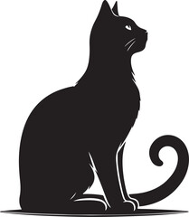 Love Cat Silhouette Black Vector High Quality Vector Image. The white background
