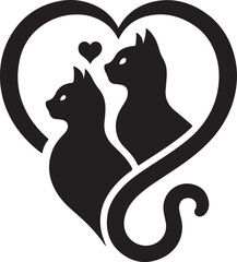 Love Cat Silhouette Black Vector High Quality Vector Image. The white background