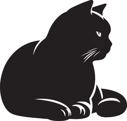 Love Cat Silhouette Black Vector High Quality Vector Image. The white background