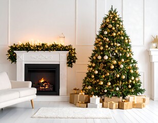 Fototapeta premium Christmas tree in white room