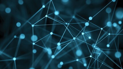 Fototapeta premium Abstract Representation of a Network Structure with Connected Points and Lines in a Deep Blue Color Palette, Depicting Technology and Data Connectivity in a Modern Digital Space