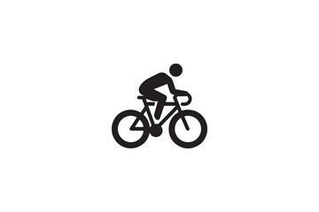 Fototapeta premium Cyclist on a Bicycle Icon Illustration Simple Black Silhouette Style for Sport Recreation and Transportation Concepts on White Background silhouette