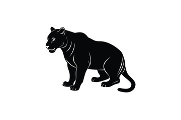 Obraz premium Elegant Black Panther Illustration in a Striking Silhouette Style Against a Clean White Background silhouette