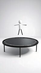3D jumping stick figure on a trampoline