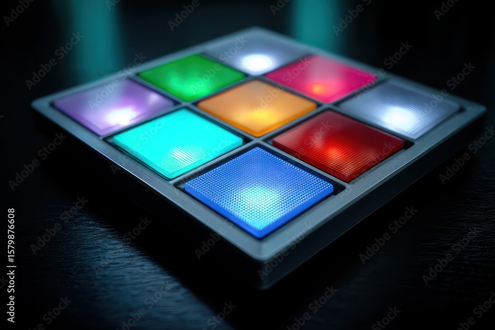 Poster 3d led panel with rgb spectrum that glows and shifts, creating a dynamic and lively effect.