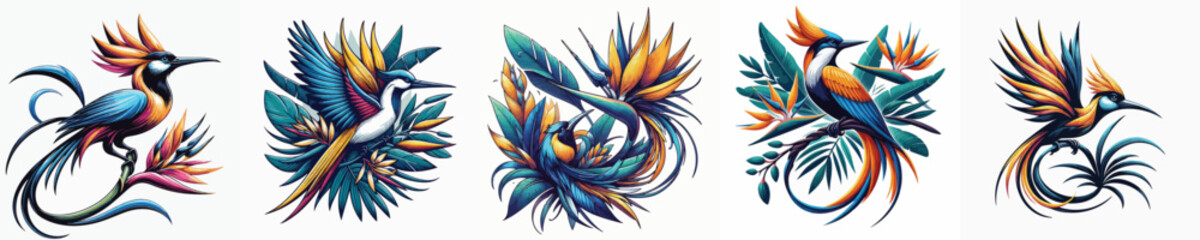 vector image of a bird of paradise on a white background