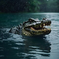 Fototapeta premium crocodile in the water