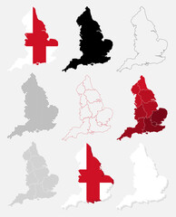 Collection of England Map Europe Country