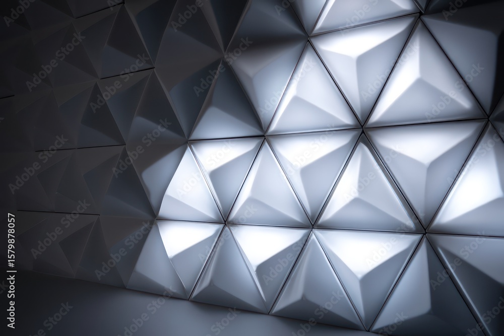 Poster 3d led panel icon with dramatic triangular lighting, creating sharp, focused light effects.