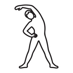 A person is stretching their body in a line art illustration