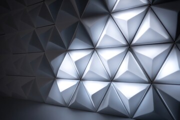 3D LED panel icon with dramatic triangular lighting, creating sharp, focused light effects.